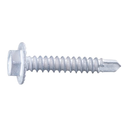 Midwest Fastener Self-Drilling Screw, #8 x 1 in, White Ruspert Steel Flange Hex Head External Hex Drive, 100 PK 54479